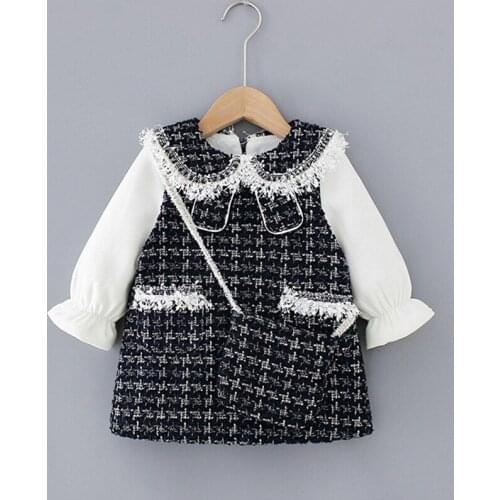 2020 New Autumn Winter Girls Party Dress For Girls Woolen Long Sleeved Lace Dress Kids Girls Princess Dress Childrens Clothing