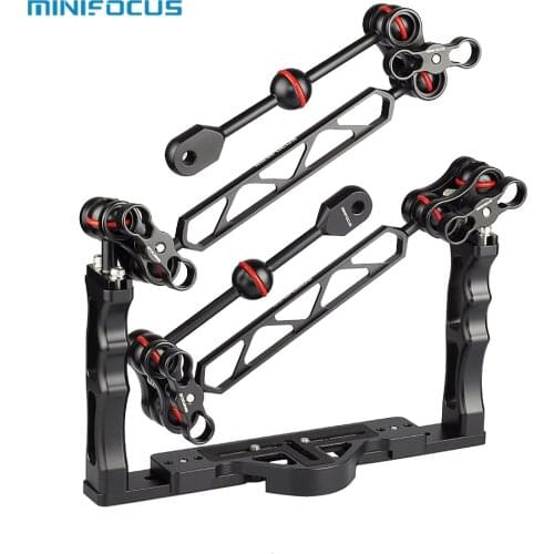 Full Aluminium Underwater Video Stabilizer Tray for Camera housing with 8'' Double Ball arm and 1'' Ball Clamp YS Diving Set