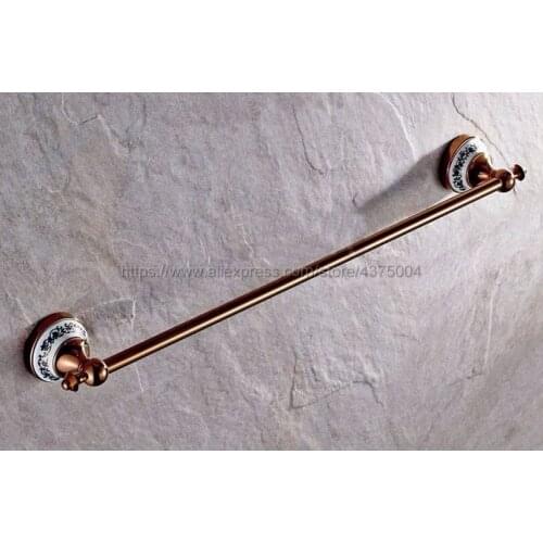 Towel Bars Rose Gold Color Brass Towel Rail Single Towel Bar Bathroom Towel Holder Bathroom Accessories Nba381