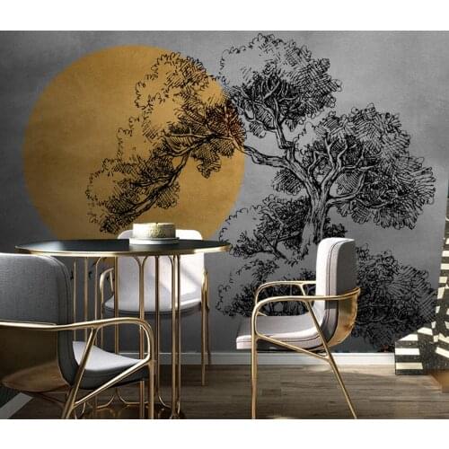Custom wallpaper photos Nordic abstract retro hand-painted big tree TV background wall painting home decoration 3d wallpaper