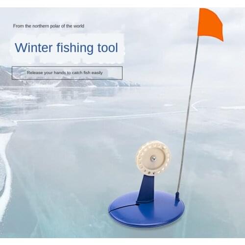 Portable Durable Winter Ice Fishing Rod Blue/black/red Flag Tip-Up Hand-free Compact Pole Outdoor Fishing Tackle Equipment