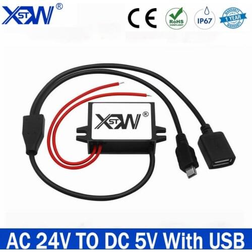 AC 24V to DC 5V converter 1A 2A 3A AC to DC Step Down Converter Buck Module with Female Ear Mini Micro Type C USB Port for LED