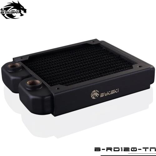 Bykski 28mm Thick 120mm Length Copper Single Row Radiator Computer Water Discharge Liquid Heat Sink for 12cm Fans B-RD120-TN