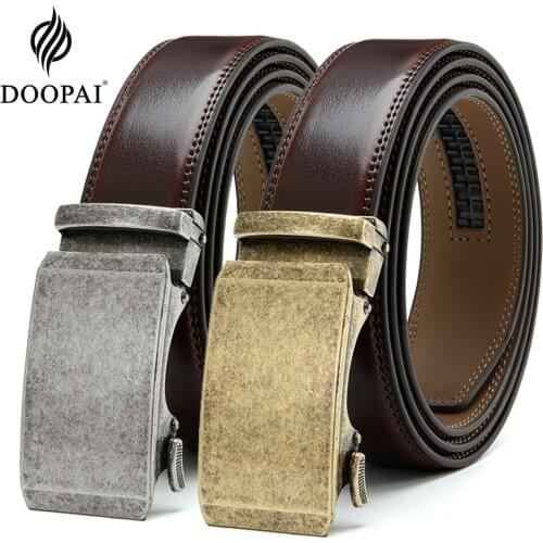 DOOPAI Genuine pure mens belt Brand Belt Men for Men,Strap Metal Automatic Buckle Top Quality Genuine Luxury Leather Belts