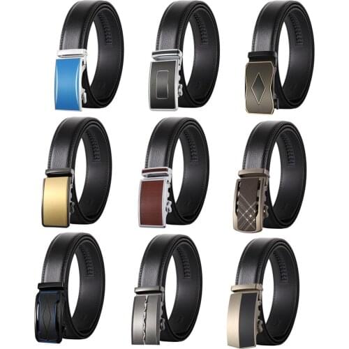 2021 Men Belt Male Genuine Leather Strap Belts For Men Top Quality Automatic Buckle Black Belts Cummerbunds cinturon hombre B619