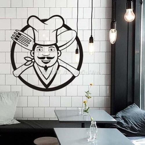 Restaurant Decor Chef Cook Vinyl Wall Decal Kitchen Dining Room Sticker Bar Drink Art Sticker