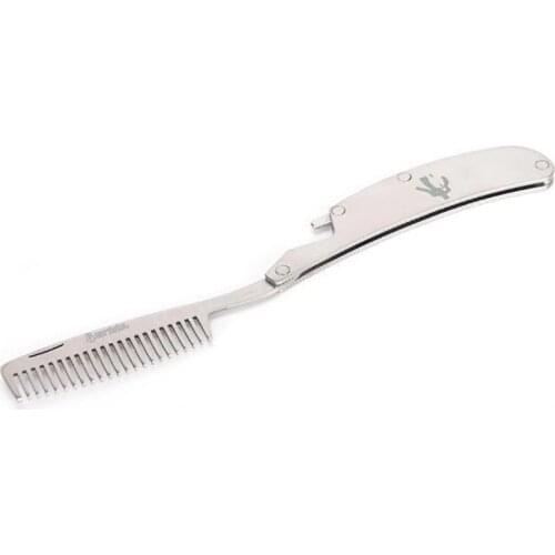 New Mens dedicated Stainless steel folding comb set Mini pocket comb beard care tool Convenient and use