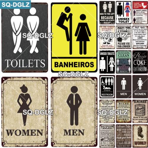 [SQ-DGLZ]TOILET Plaque Metal Vintage Bar Decoration Pub Decor Metal Bathroom Poster Restroom Tin Sign