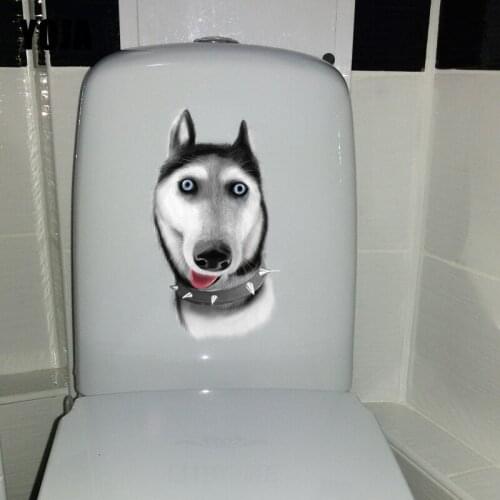 YOJA 12.8*23.8CM Big Eyes Husky Dog Home Room Decoration Wall Decals Toiltte Sticker T1-0226