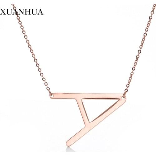 XUANHUA Rose Gold Charm Letter Necklace Stainless Steel Jewelry Woman Vogue 2019 Jewelry Accessories Gifts For Women Chain