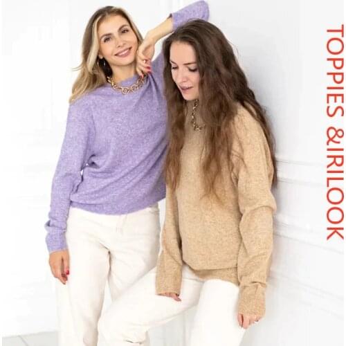 Toppies fall 2020 women wool sweater cashmere knitted pullover sweater round neck high quality jumper