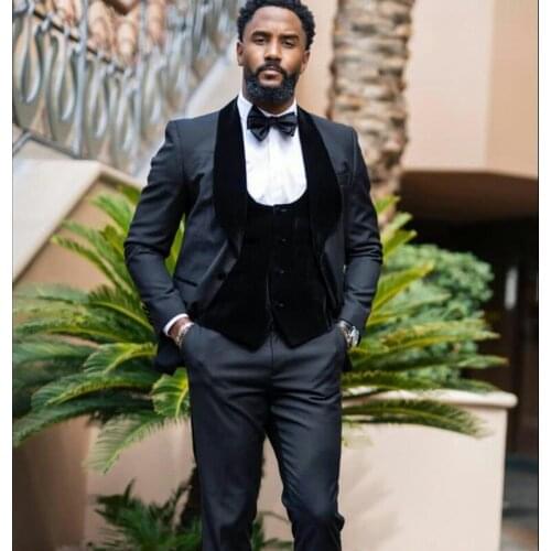 Winter Handsome Mens High Quality Pants Suits Plus Size Two Button Groom Best Man Coat Business Wedding Blazer Velvet Vest 3 Pcs