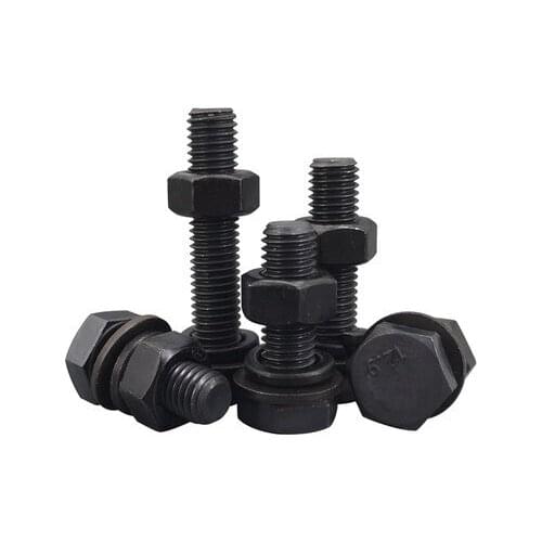 1pcs M16 12.9 level hexagon screws external hex screw nut washer spring pad combination bolts alloy steel bolt 30mm-130mm long