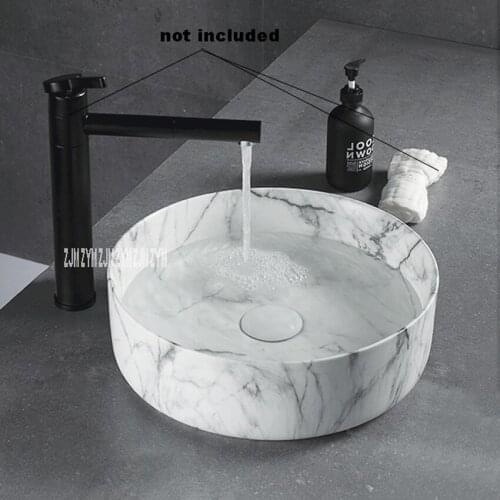 1117 Chinese Style Round Ceramic Sink Stain Resistant Glaze Hand Wash Sink High Temperature Firing Above Counter Basin Bowl