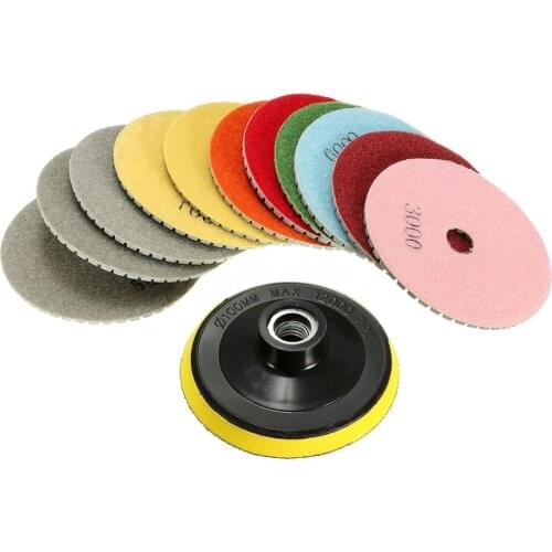12pcs 4"/100mm Diamond Polishing Pads Kit Wet/Dry for Granite Stone Concrete Marble Polishing Grinding Discs Set