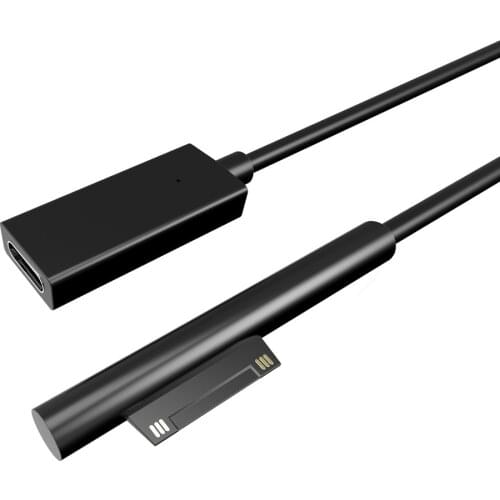 15V 3A Charging USB2.0 Type-C Female Power Supply for Microsoft Surface Pro 4 5 6 Go Tablet PD 20cm Charger Adapter Cable DC
