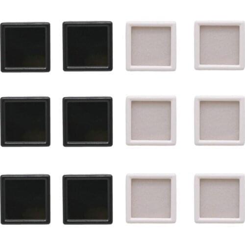 20pcs Square Gemstone Box Diamond Jewelry Display Box Loose Ring Holder Display Case Gem Coin Showcase Container White Black