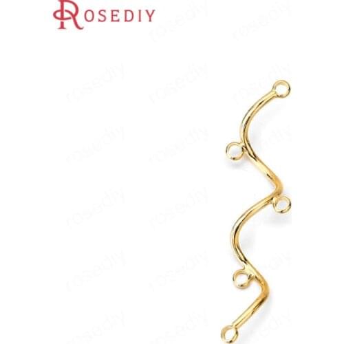 35769)6PCS 6x36MM 24K Gold Color Brass Curved Tube Connect Charms High Quality Diy Jewelry Findings Accessories