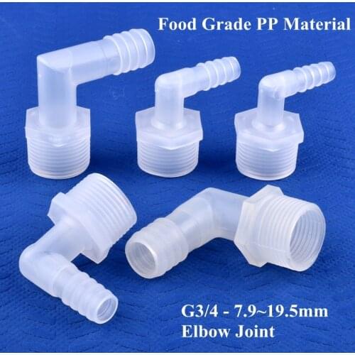 5~200pcs G3/4 Thread To 7.9~19.5mm Food Grade Plastic Pagoda Elbow Connector Irrigation Water Hose Joint Aquarium Tank DIY Joint