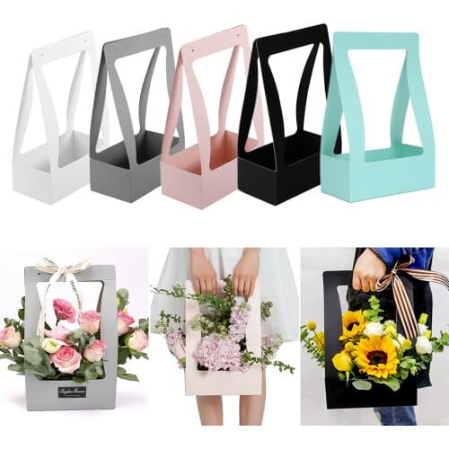 5PCS Valentines Day Presents Box Bouquet Paper Portable Flower Box for Wedding Gift Bag Wrapping Party Festival Flower Boxes
