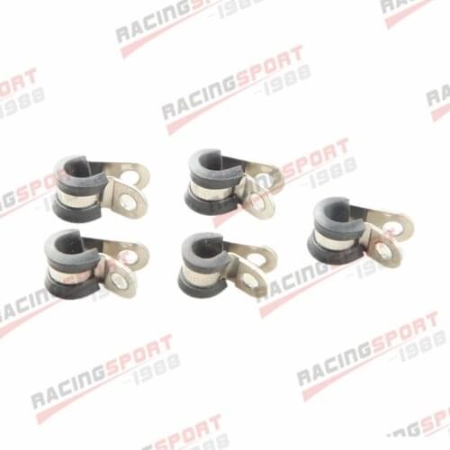 5PCS Cushioned Hose Mounting Clamp Loop Strap 304 Stainless Steel 5/16" Black