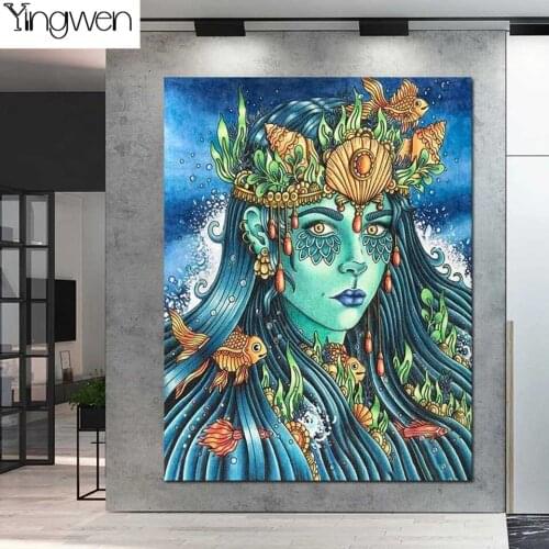 5D DIY Diamond Painting Kits Ocean Goddess Home Art Fantasy Cross Stitch Full Diamond Embroidery Picture Mosaic Wall Decor Gift
