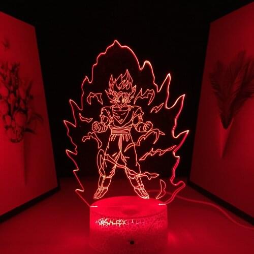 Animation Peripherals 3D LED Lamp Anime Figure7 Color Changes With Remote Control Visual Illusion White Cracked Base Night Light