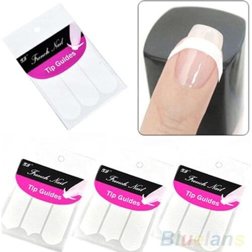 48PCS White French Manicure Strip Nail Art Form Fringe Guides Sticker DIY Line Tips