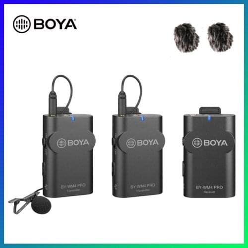 BOYA BY-WM4 Pro K2 K1 Phone Wireless Lav Microphone Video Audio Lavalier Mic for DSLR Camera DV Smartphone Vlog Live Streaming