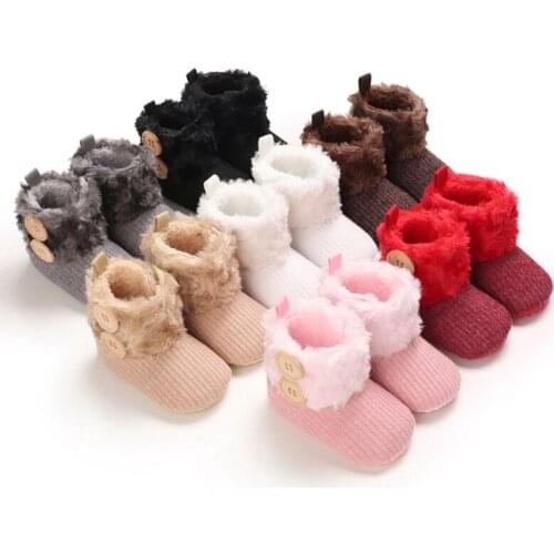 Baby Girl Boy Cotton Knitting Boots Buckle Casual Shoes First Walker Newborn Cute Non-slip Soft Sole Shoe 0-18M