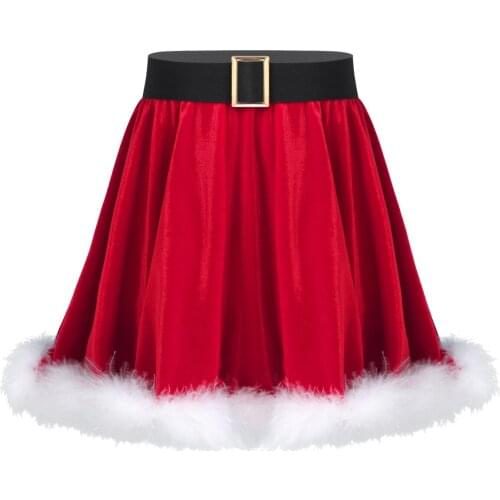 Girls Santa Christmas Show Skirt Costume Mrs Claus Dance Fancy Dress Childrens Clothing Fancy Skirts Halloween Party Dress Up