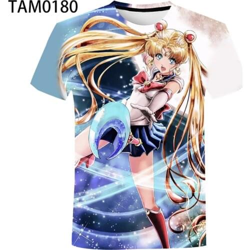Beautiful Girl Warrior Cartoon 3D Printing Fashion Versatile T-Shirt Mens And Womens Summer Short Sleeve Cotton Breathable