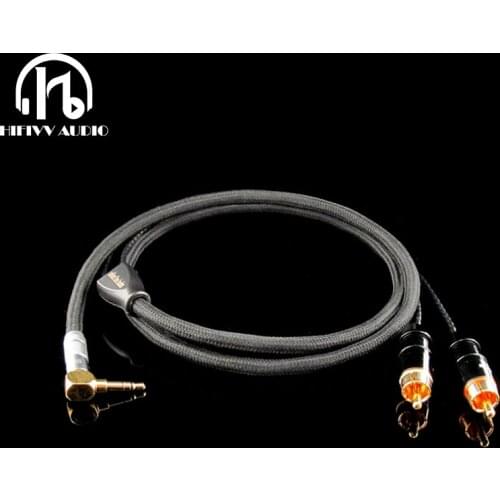 Hifi cable audio rca cable Audio signal line 90 degrees 3.5mm plug convert 2 RCA plug AUX cable 6N pure copper signal wire