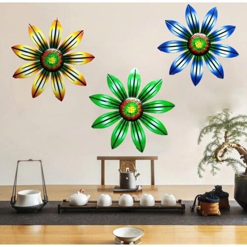 Hot Metal Flower Wall Art Sculpture Outdoor Hanging Ornament for Garden Home Decor 2021