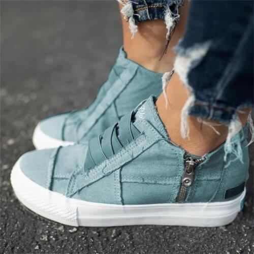 Women Vulcanized Shoes Casual Outdoor Comfortable Women Zipper Canvas Sneakers Fashion Breathable Female Flats Shoes Zapatos