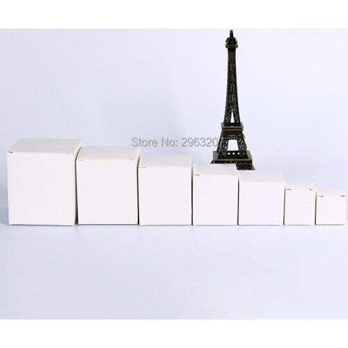 500pcs 6*6*6cm White Kraft Paper Box Square Blank Candy Box Sample Jewelry Packaging Case Universal Packing Material