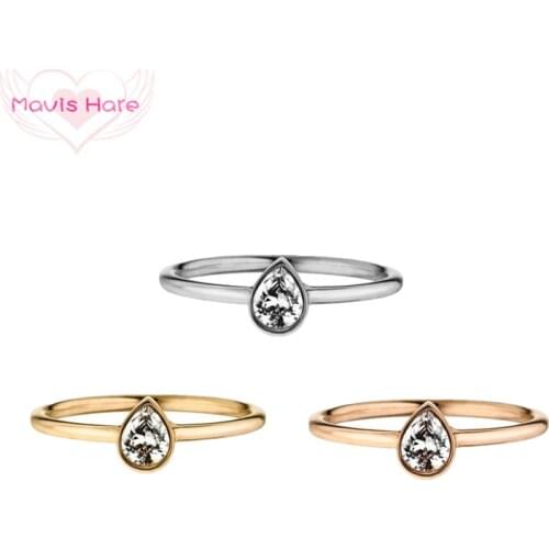 Mavis Hare Stainless Steel TEARDROP RING Woman Rings as best Gift for beach girls mothers day gift size 6-9