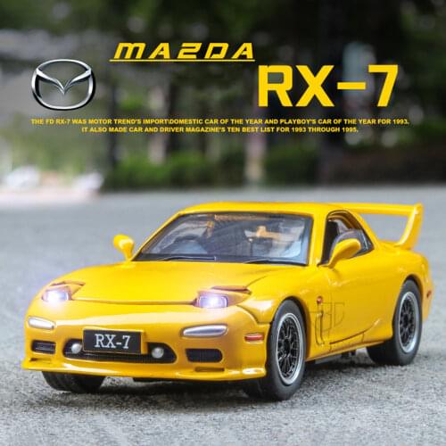 1/32 Mazda FD RX7 Alloy Car Models Diecast Metal Sports Car With 4 Doors Opened And Lights Sound Limited Edition Kids Toys
