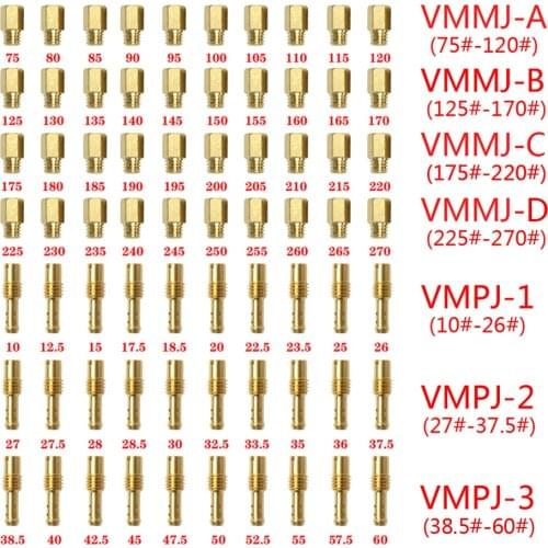 Mortorcycle 10pcs lot motorcycle carburetor hex main type idle pilot jet jets for mikuni vm tm tmx ax100 dt125 y110 carburetor