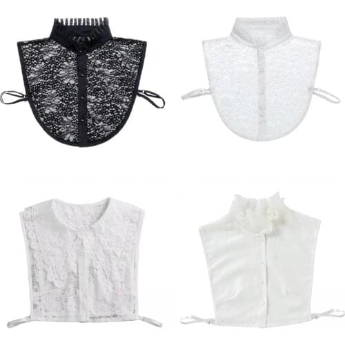2-6pc Women Detachable Lace Cotton Dickey Collar Blouse False Collar