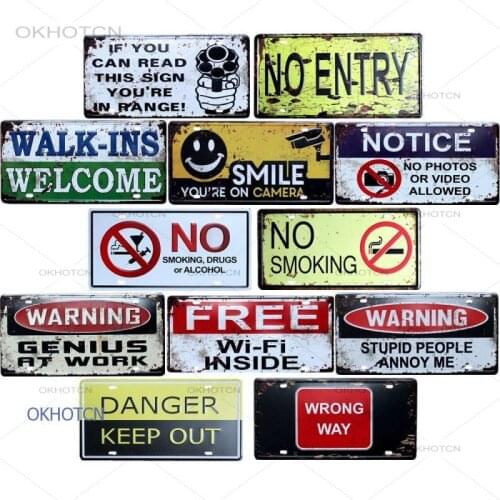 No Smoking Warning Metal Art Signs Letter Quotes Wall Poster Metal Plate Vintage Home Decor Metal Tin Pictures Decoration