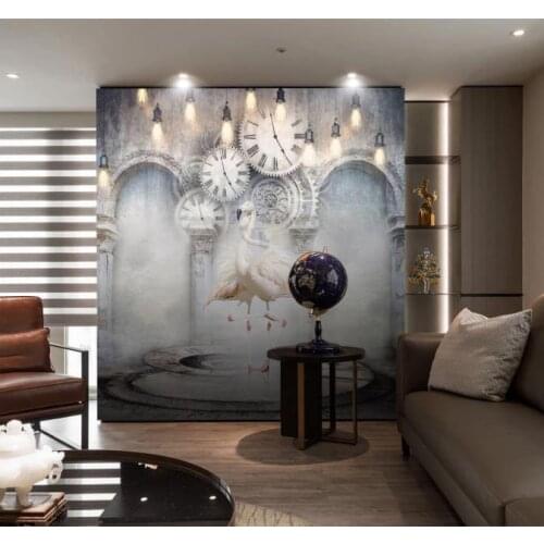 Customize European nostalgia wallpapers for living room bedroom Clock light 3d photo wallpaper Background wall mural wallpaper