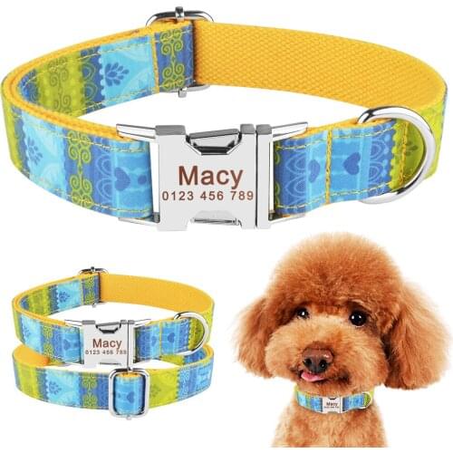Personalized Dog Collar Samll Medium Large Dogs Custom Engraved Pet ID Name Tag