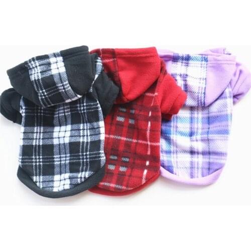 PUOUPUOU Plaid Dog Clothes Warm Pet Dog Clothes Winter Dogs Jacket Coat Hoodies Sweatshirt for Small Medium Dogs Puppy Outfit