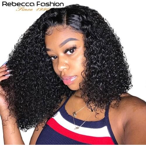 Rebecca Curly Lace Front Wigs For Women Kinky Curly Lace Frontal Wig 13X4 Lace Front Wig Bob Wig Brazilian Curly Human Hair Wig