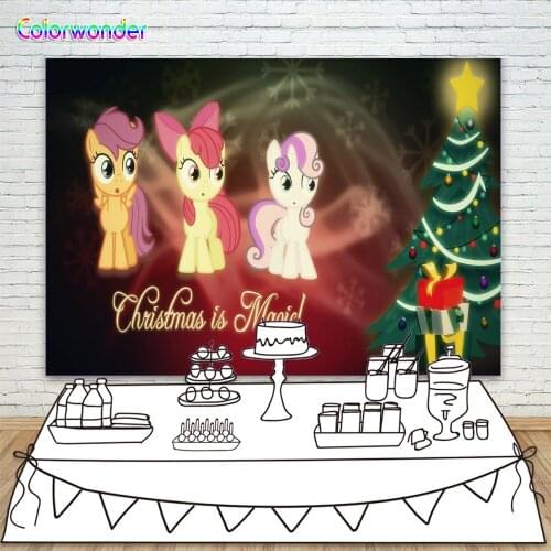 Christmas Backgrounds for Photography 7x5 The Pony Glitter Christmas Tree Kids Holiday Photo Backdrop Background Customized