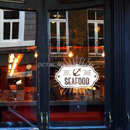 Seafood Restaurant Decor Vinyl Wall Decal Kitchen Dining Room Sticker Bar Drink Art Sticker Customized Year