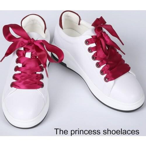 1 Pair Silk Satin Shoelaces 2 CM Width Smooth Flat Ribbon Shoe Laces Boots Sweet Women Girls Ribbon Sneakers Shoelace Wholesale