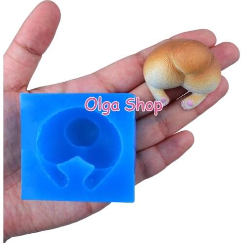 DYL573 36.2mm x 38.2mm Dog Corgi Butt Silicone Mold Fondant Cake Decoration Candy Chocolate Resin Clay Soap Candle FOOD SAFE