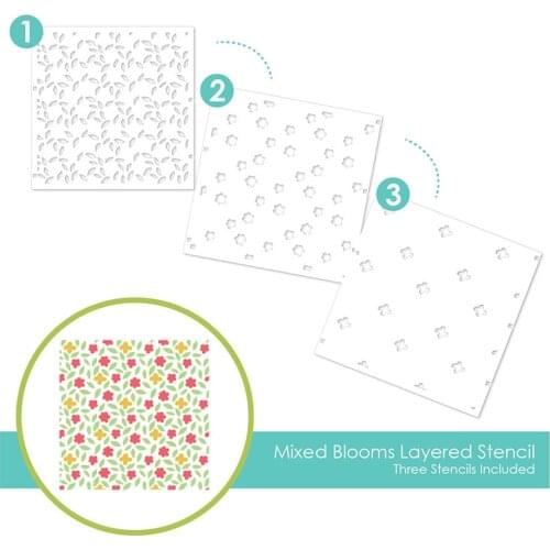 Mixed Blooms Layering Stencil for Scrapbooking Stamp Photo Album Decorative Embossing Cut Die DIY Paper Cards New 2021 Arrive